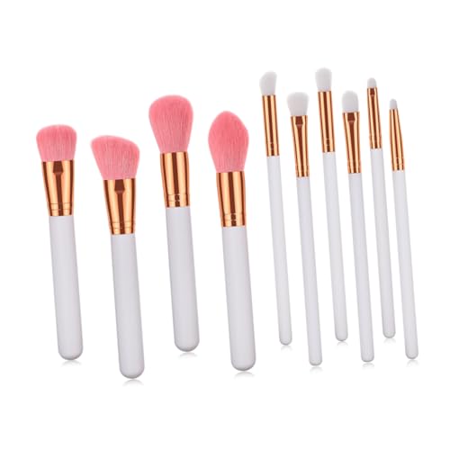 Housoutil Makeup Brush Set 10 Pcs Goat Hair Brushes Wooden Handles Women's Cosmetics T-10-135 for Blending