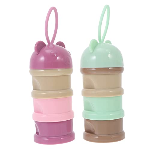 MOLUCKFU 2 Sets Three Layer Milk Powder Storage Case Formula Dispenser for Travel Portable Carrying Container and 2pcs