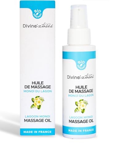 Huile de massage gourmande bio au monoï -Soin sensoriel & hydratant- idéal soirée saint-valentin-cadeau coquin saint-valentin- soirée saint-valentin romantique et...
