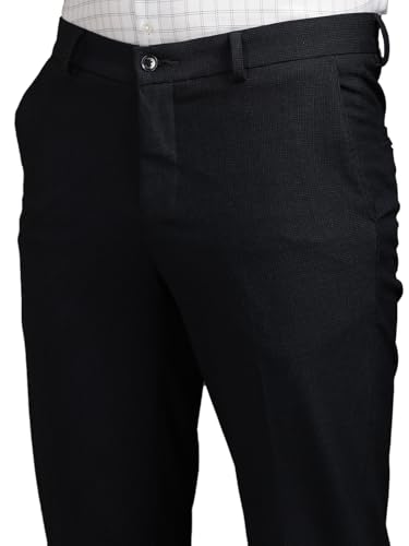 Image of Turtle Men 4 Way Stretch Slim Fit Dobby Structure Flat Front Casual Chinos - Flexible Smart Casual Trousers for Men