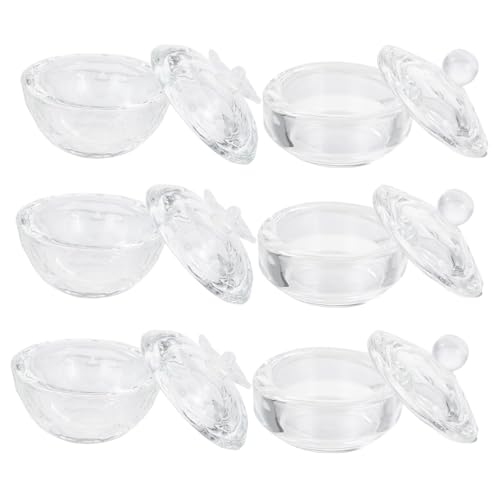 CALLARON Nail Pen Wash Cup 6pcs Crystal Nail Cups for Manicure Pedicure Mini Acrylic Container