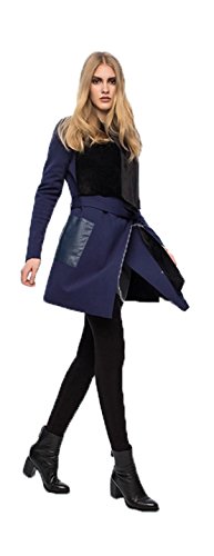 Manteau en cachemire YALI long épais bleu marine contre le froid hivernal