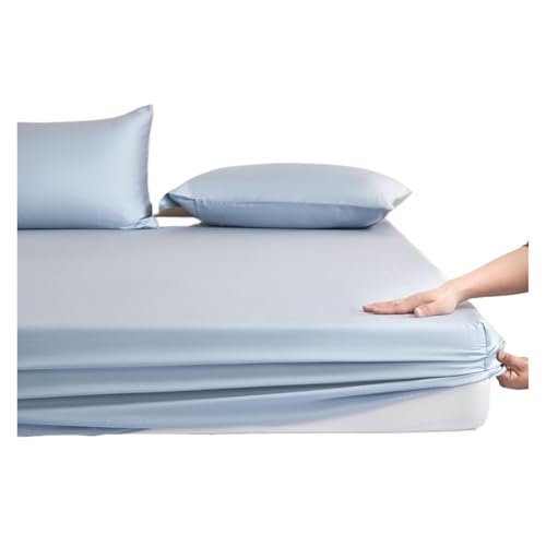 Cubre Colchon Sábana Ajustable de 150×200 cm, Transpirable y refrescante for quienes Duermen con Calor, sábanas Suaves como la Seda(Blue)