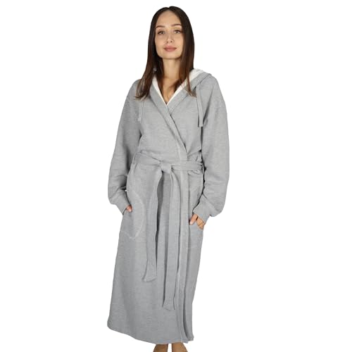 Mansfield Unisex Hooded Sweatshirt Cotton Polyester Blend Spa Robe Bath Robe, Grey