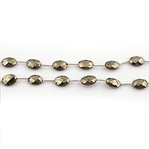 Pyrite naturelle briolettes ovales facettées 13mmx9mm fil de 8 inches SB1669
