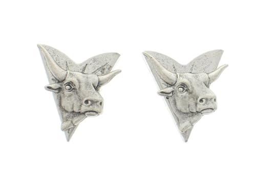 HHH Designs BullHead Collar Tips - Dress Shirt Collar Stays - Antique Silver Finish Collar Stays for Men & Women - Gift for Loved Ones