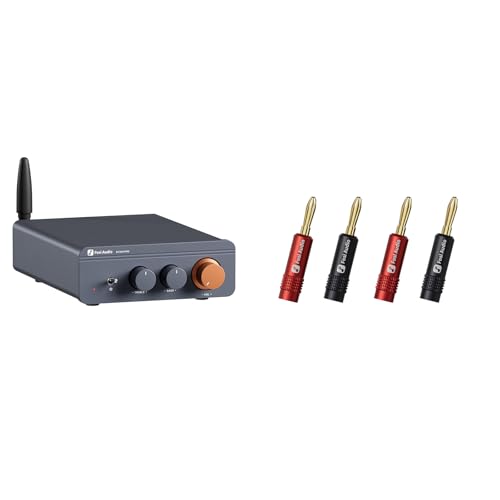 Fosi Audio Banana Plugs for Speaker Wire and Fosi Audio BT20A Pro Bluetooth 5.0 Amplifier, 300W x2 Wireless Amp