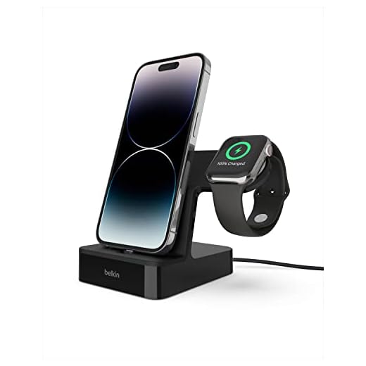 Belkin iPhone Charging Dock + Apple Watch Charging Stand (Powerhouse iPhone Charging Station) iPhone Dock, Apple Charging Station (Black)