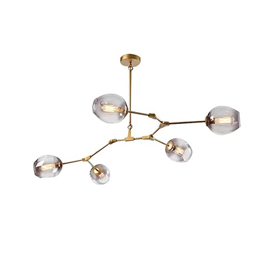 LexTex Nclon Lámparas de araña 5-luz,Lámpara de techo Suspensión Lámpara anular Altura ajustable Gota de agua Sputnik Redondo Moderno Simple Para Sala de estar Dormitorio Restaurante Cover