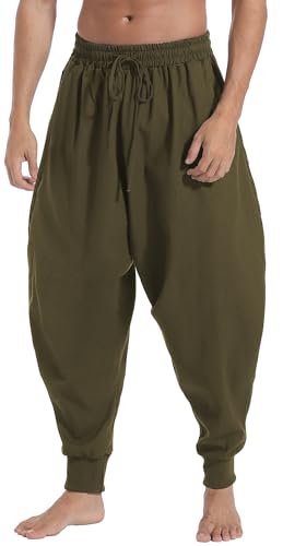 AITFINEISM Mens Casual Harem Pants Elastic Waist Loose Fit Aladdin