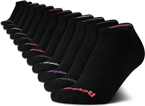 Reebok Womens Athletic Socks - Performance Low Cut Socks (12 Pack) Size 4-10 All Black