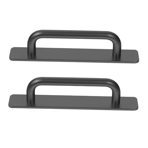 PENIKOKO 2 piezas Tiradores para Puertas Correderas Adhesivos de Aleación de Aluminio Manijas Resistentes para Armarios y Diseño sin Perforación Fácil Instalación Color Negro
