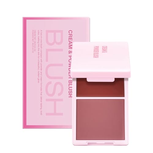 Colorete portátil 2 en 1 en crema y polvo, maquillaje de contorno suave para maquillaje diario y ocasión especial