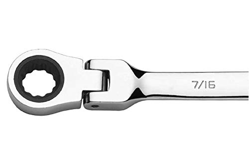 Image of FLZOSPER 7 /16'' Metric Flex-Head Gear Wrench,Box End Head 72-Tooth Ratcheting Combination Wrench Spanner