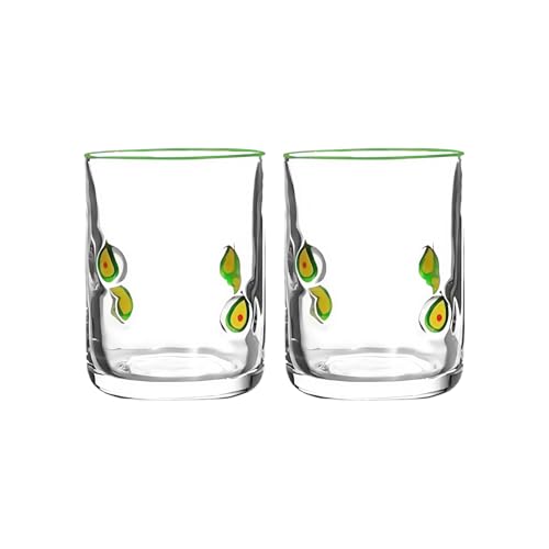 BUBEFSKD Paar Vintage Säftegläser Mit Zitronenaufdruck Robuste Glaswaren Mit 14oz Fassungsvermögen Ideal Für Cocktails Wasserdekorationen Vintage Homes Trinkgeschirr Set