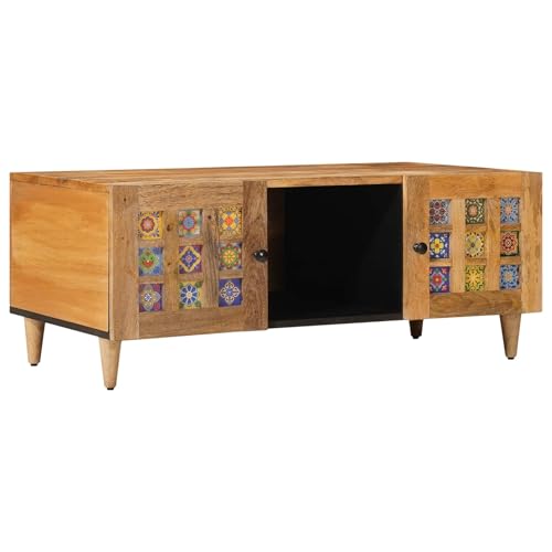 Table basse rectangulaire bois massif avec rangement salon - 2