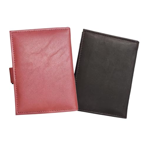 Image of Synthetic Leather Unisex Lightweight Magnetic Closure Passport Covers (Brown and Mahroon)