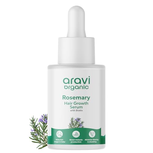 Aravi Organic Rosemary & Biotin Hair Growth Serum - For Hair Growth, Strengthens Hair, and Nourishes Scalp - 30 ml