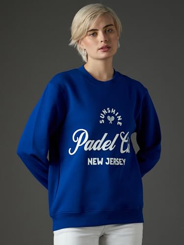 Image of Sassafras Women Padel Club Printed Regular Fit Fleece Sweatshirt