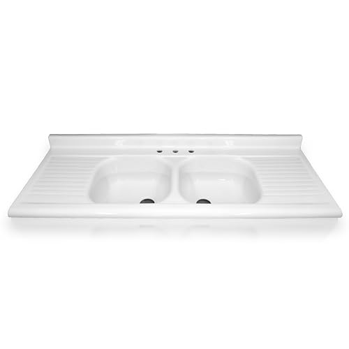 NBI Drainboard Sinks 66" x 25" Double Bowl, Double Drainboard Farmhouse Sink Reproduction