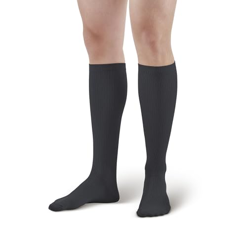 Ames Walker AW Style 166 Men's Travel 15-20 mmHg Moderate Compression Knee High Socks Black Small