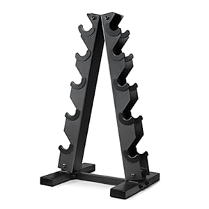 WF Athletic Supply Neoprene Coated Dumbbell Set with A Frame Storage Rack, Non-Slip Grip & Hexagon Shape, Space Saving…