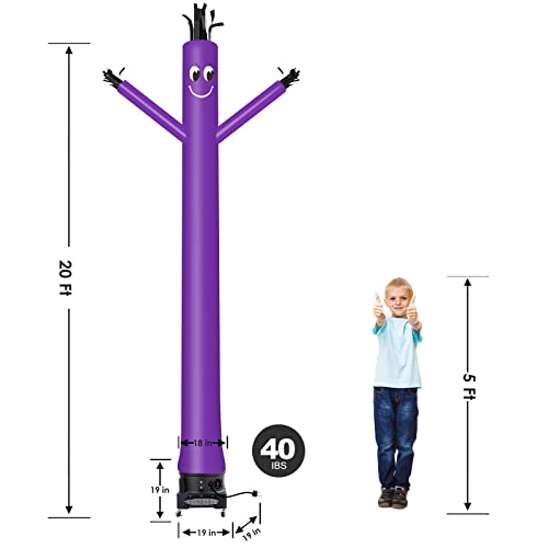 Image of MOUNTO 20ft Air Inflatable Tube Guy Puppet Dancing Man with 1HP Blower Complete Set (Purple)