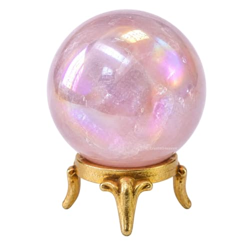 Image of Certified Angel Aura Rose Quartz Crystal Ball for Meditation - Premium Crystal Vastu Items for Home and Feng Shui Items for Good Luck - Ideal for Pooja Supplies and Spiritual Practices (1.5 inch Inch)