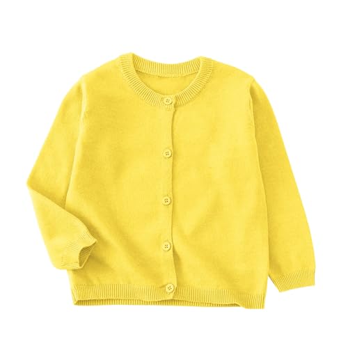Boys Girls Crewneck Cardigan Sweaters Long Sleeve Kids Button Cotton School Uniform Knit Tops Outwear