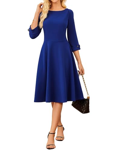 10 Best Fit and Flare Dresses That Flatter Every Body Type 4 GRACE KARIN Women's Fit and Flare Business Midi Dress