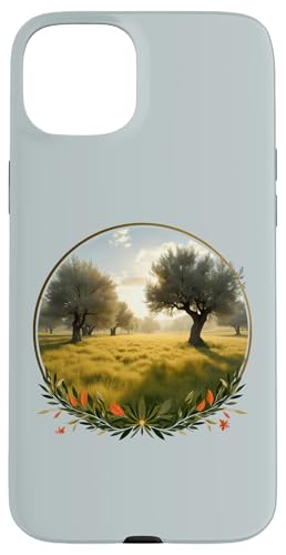 夕日 オリーブの木 風景 ヴィンテージ 自然 スマホケース iPhone 15 Plus 用