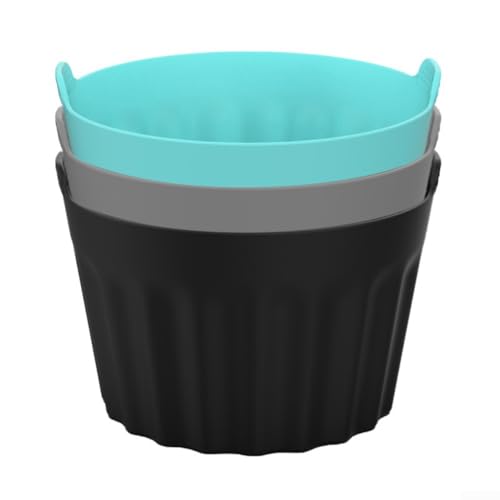 Freidora de aire para huevos de silicona para escalfados, para huevos, panqueques y cupcakes, herramienta para hornear compatible con freidoras de aire, microondas, hornos, refrigeradores (3 piezas