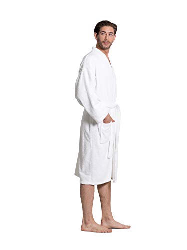 Turkuoise Men's 100% Cotton Turkish Terry Cloth Kimono Collar Soft and Absorbent Bathrobes4