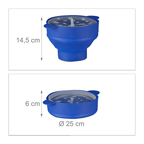 Relaxdays Silicone Microwave Popcorn Maker, Collapsible Popcorn Popper, No Oil, Blue - Image 4