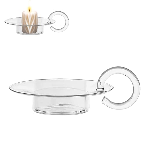 Shiawase Portavelas de Transparente Vaso, Plato de Velas, Placas de Cera para Velas con Asa, Porta Velas Decorativas, Porta Velas Cristal, Placas de Cera para Velas para Navidad, Boda, Fiesta Cena
