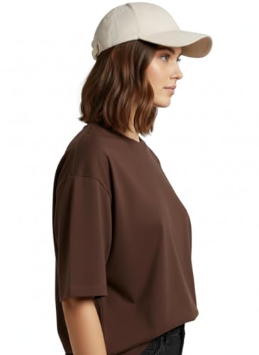 Image of LEOTUDE Women's cotton Oversized Fit Oversized Half Sleeve Tshirt, Round Neck Longline Drop Shoulder Solid T-Shirt