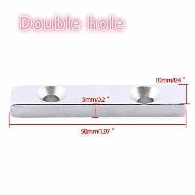 10 Pcs Super Block Cuboid Neodymium Countersunk Hole Rare Earth Magnet(50x10x5-4.2mm 2hole)