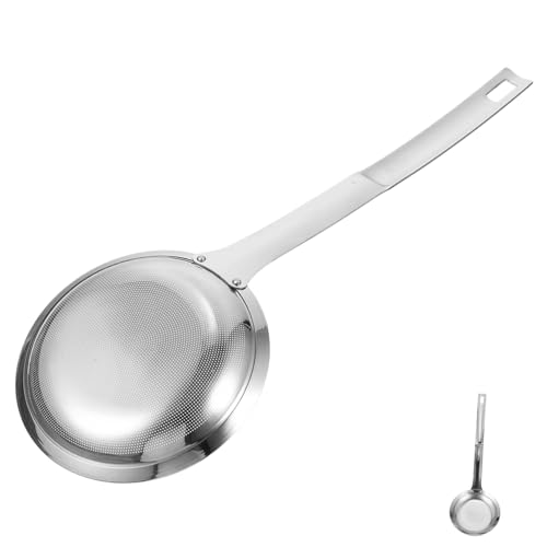 OUNONA Fat Separator Skimmer Spoon Fine Mesh Grease Strainer for Cooking Frying and Hot Pot Stainless Steel Design Easy to Clean and Carry for Home and Restaurant Use