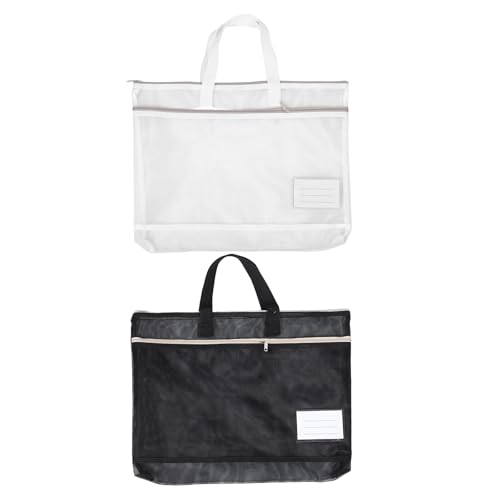 NUOBESTY 2 estuches grandes A3 de malla con cremallera y asa - Carpeta de nailon para pintura, ideal para viajes, oficina, pósteres y documentos.
