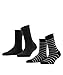 Produktbild FALKE Damen Happy Stripe 2-Pack W SO Socken, Schwarz (Black 3000), 39-42 (2er Pack)