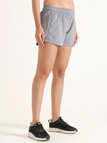 Image of Women's Athletic Running Shorts, Quick-Dry Lightweight Fabric, Elastic Waistband with Inner Drawstring, Side Pockets
