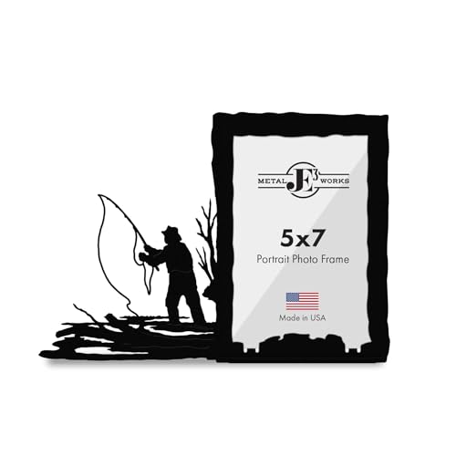 Innovative Fabricators, Inc. Fishing Angler Picture Frame, Fly Fishing, 5x7 Portrait, MADE IN USA