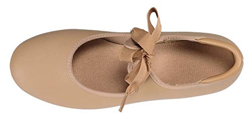 Linodes Pu Leather/Patent Ribbon Tie Tap Shoe For Girls And Boys (Toddler/Little Kid/Big Kid)-Brown-12M-Little Kid #TOP4