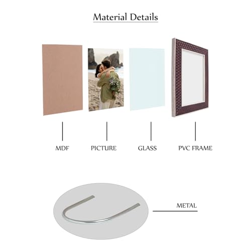 Image of GOLDEN PEACOCK Set of 2 5x7 Inch Photo Frames - Textured Woody Brown Finish | Elegant Tabletop & Wall Hanging Picture Frames for Home, Office & Living Room