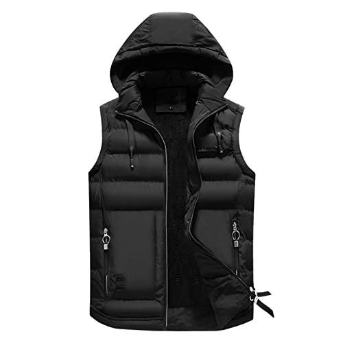 Vest for Men Causal Fashion Windbreakers Jackets with Detachable Hood Slim Fit Pockets Cotton Quilted Fleece Lined Coats Vest for Men Causal Fashion Windbreakers Jackets with Detachable Hood Slim Fit Pockets Cotton Quilted Fleece Lined Coats