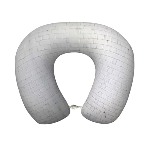 Pidgazdfgv Almohada de viaje de pared de ladrillo blanco viejo, almohada de cuello de viaje en avión, almohada de espuma viscoelástica, lavable a máquina, festival