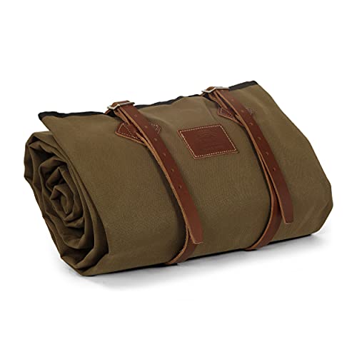 1844 Helko Werk Germany Handmade Waxed Canvas Bedroll 80”L x 40 W with Handmade Leather Bed Roll Straps - Camping Bed Roll - Bed Rolls for Camping - Cowboy Bedroll