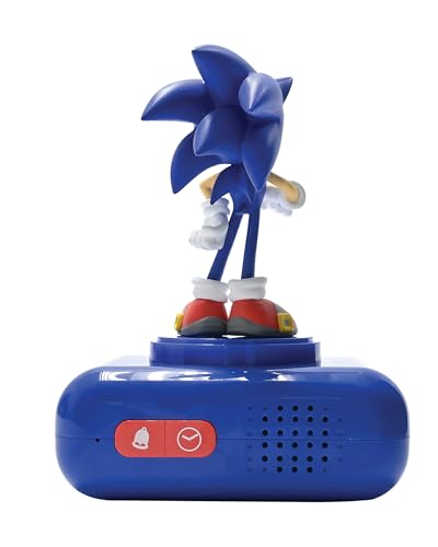 LEXIBOOK, Sonic The Hedgehog, Sonic Night Light Alarm Clock, Sounds and Melodies, Backlit LCD Screen, Luminous, Snooze, Blue, RL800SN