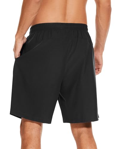 SIHOHAN Badehose für Herren - Schnelltrocknend Badeshorts Männer Atmungsaktiv Schwimmhose Wasserdichte Boardshorts mit Meshfutter und Verstellbarem Tunnelzug(Schwarz,XL) 2
