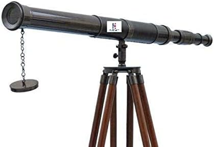Nauticalmart Admirals Floor Standing Oil Rubbed Bronze with Leather Telescope 60"